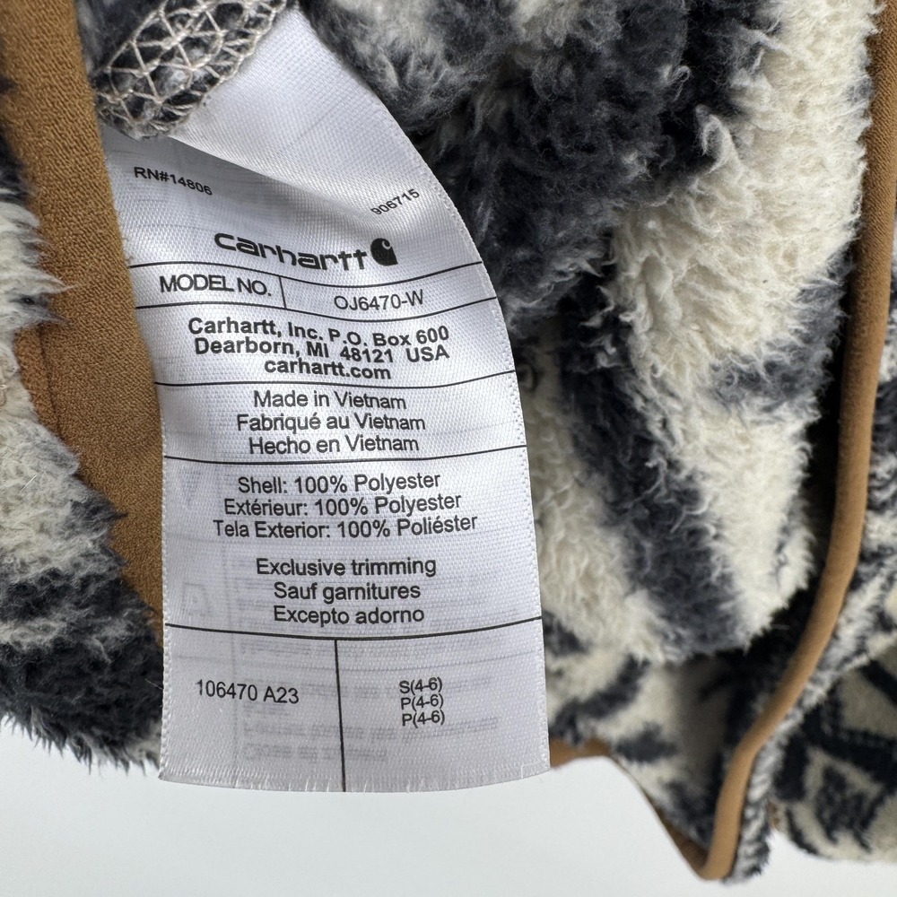 Carhartt Jacket Womens Small White Sherpa Fleece 1/2 Zip Fair Isle Pullover - Picture 11 of 11